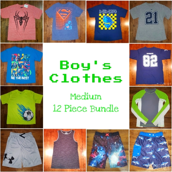 Medium ▪︎ Boy's Clothes - Bundle of 12 Short Sleeve Tees Athletic Shorts Tank - Picture 1 of 15